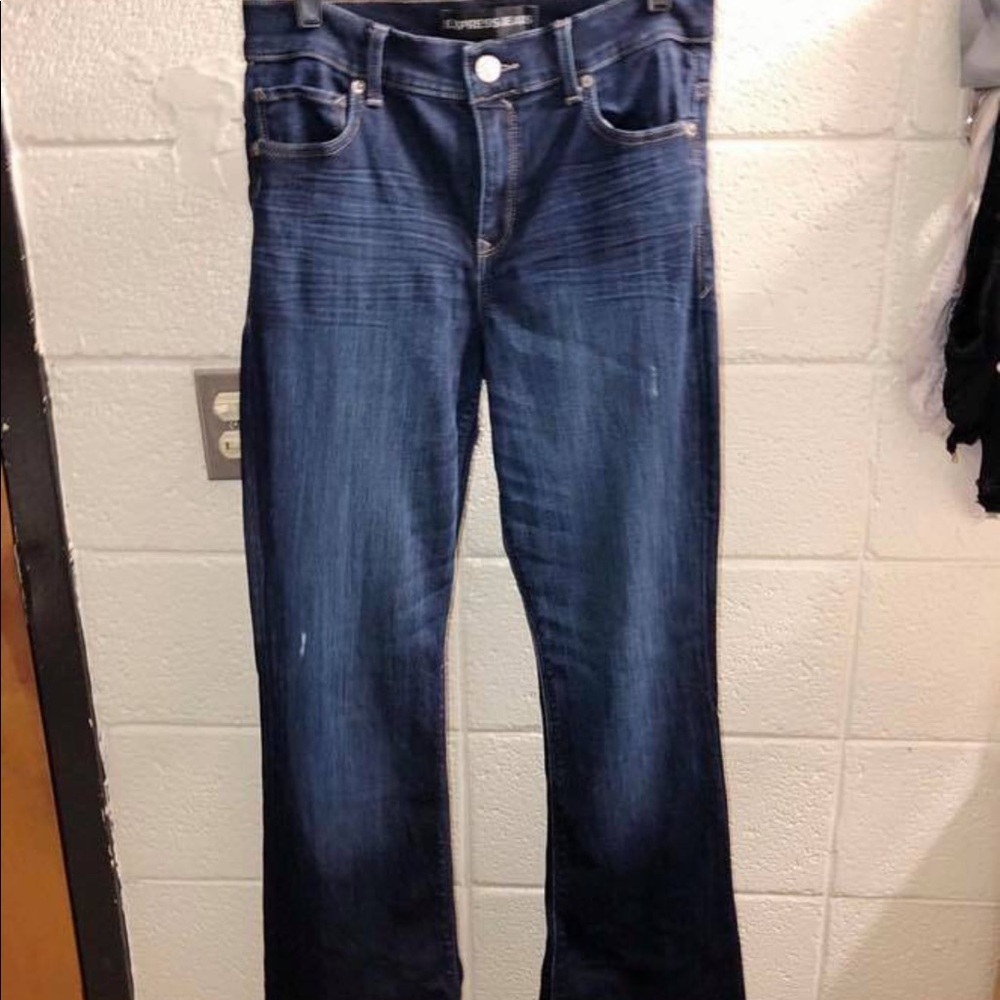 Express High Waisted Dark Wash Flare Jeans